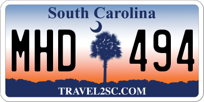 SC license plate MHD494