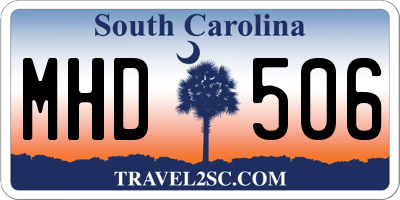SC license plate MHD506