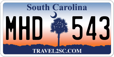 SC license plate MHD543