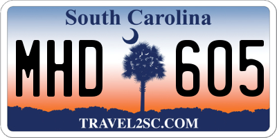 SC license plate MHD605