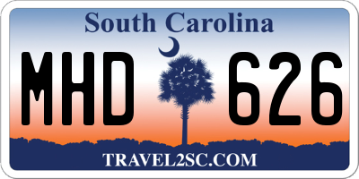 SC license plate MHD626