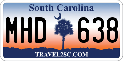 SC license plate MHD638