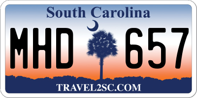 SC license plate MHD657