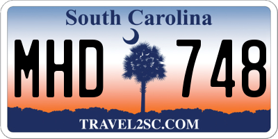 SC license plate MHD748