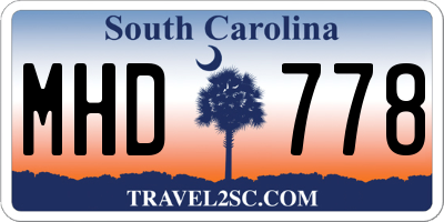 SC license plate MHD778