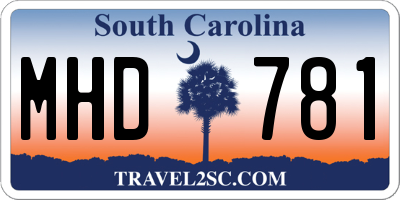 SC license plate MHD781
