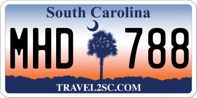 SC license plate MHD788