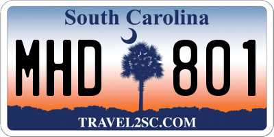 SC license plate MHD801