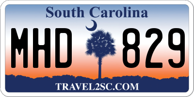 SC license plate MHD829