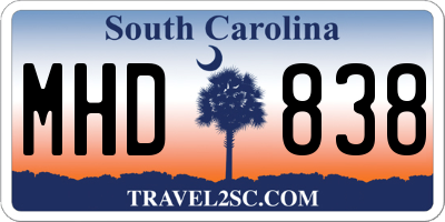 SC license plate MHD838