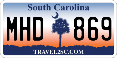 SC license plate MHD869