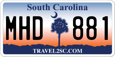 SC license plate MHD881