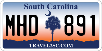SC license plate MHD891