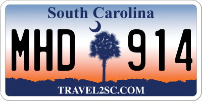 SC license plate MHD914