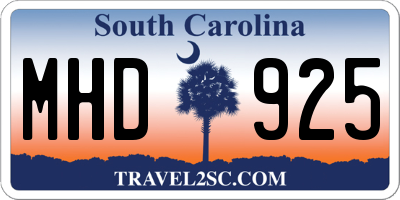 SC license plate MHD925