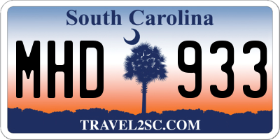 SC license plate MHD933