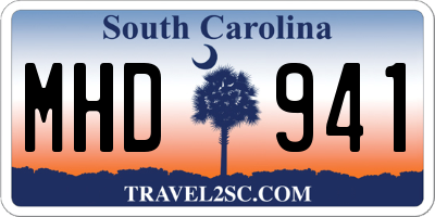 SC license plate MHD941