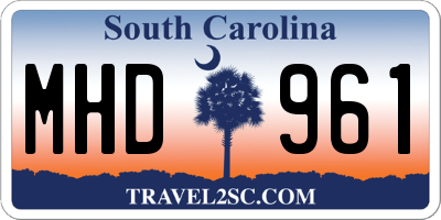 SC license plate MHD961