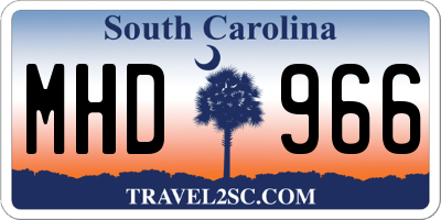 SC license plate MHD966