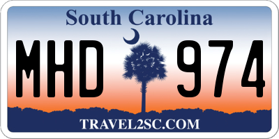 SC license plate MHD974
