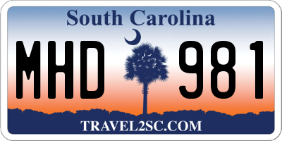 SC license plate MHD981