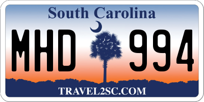 SC license plate MHD994