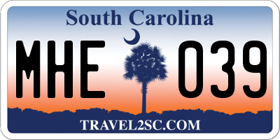 SC license plate MHE039