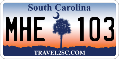 SC license plate MHE103