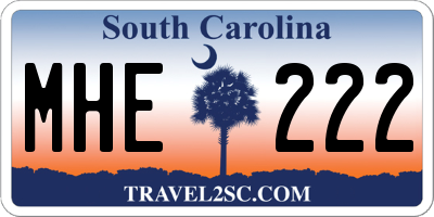 SC license plate MHE222