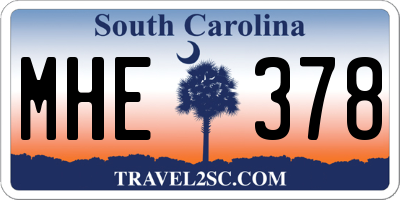 SC license plate MHE378