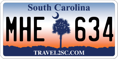 SC license plate MHE634