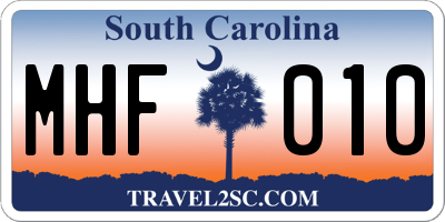 SC license plate MHF010