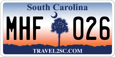 SC license plate MHF026