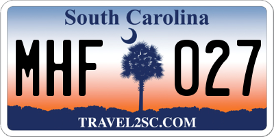 SC license plate MHF027