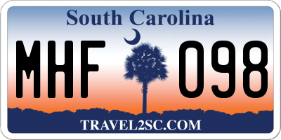 SC license plate MHF098