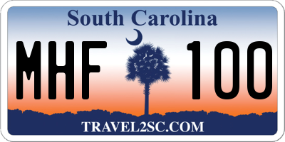 SC license plate MHF100