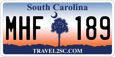 SC license plate MHF189