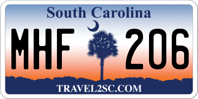 SC license plate MHF206