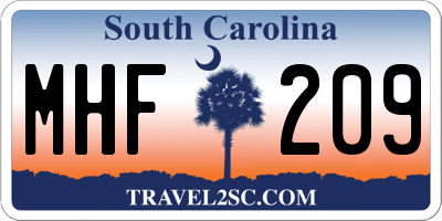 SC license plate MHF209