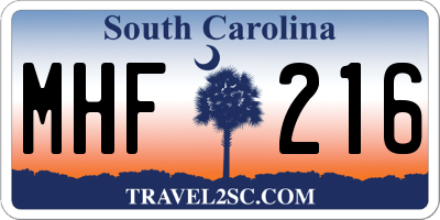 SC license plate MHF216