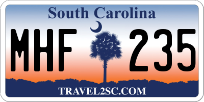 SC license plate MHF235