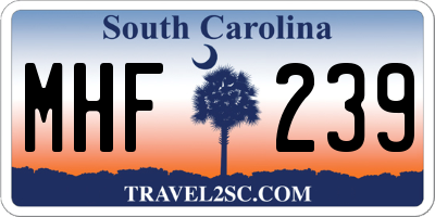 SC license plate MHF239
