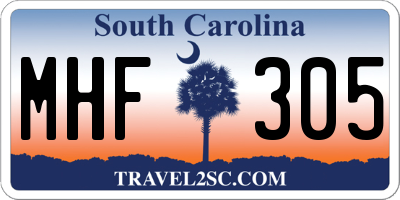 SC license plate MHF305