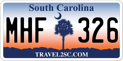 SC license plate MHF326