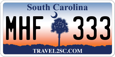 SC license plate MHF333