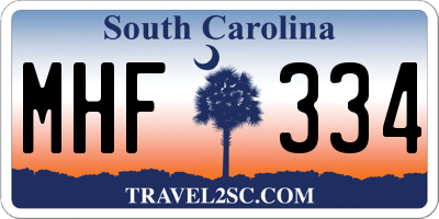 SC license plate MHF334