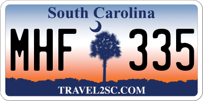 SC license plate MHF335