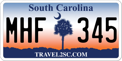SC license plate MHF345