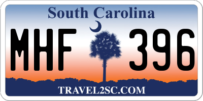 SC license plate MHF396
