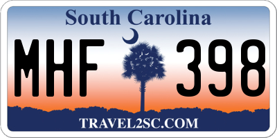 SC license plate MHF398